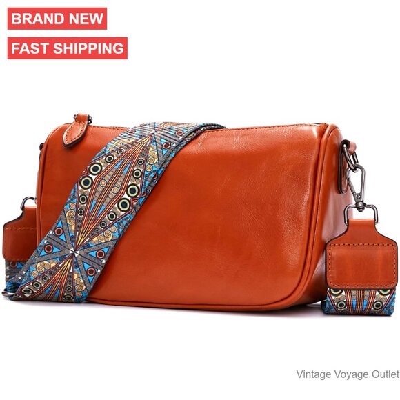 Genuine Leather Crossbody Bag with Adjustable Strap Travel Purse